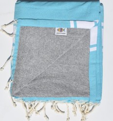 Fouta bleu céleste doublée éponge grise